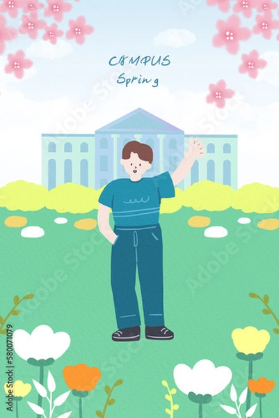 Obraz 봄학기 일러스트
