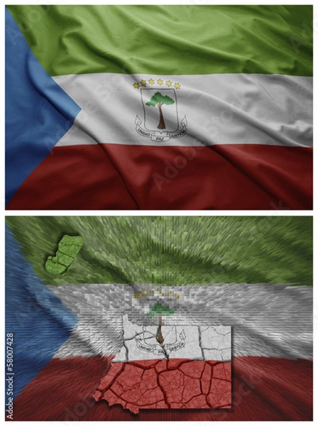 Obraz Equatorial Guinea flag and map collage