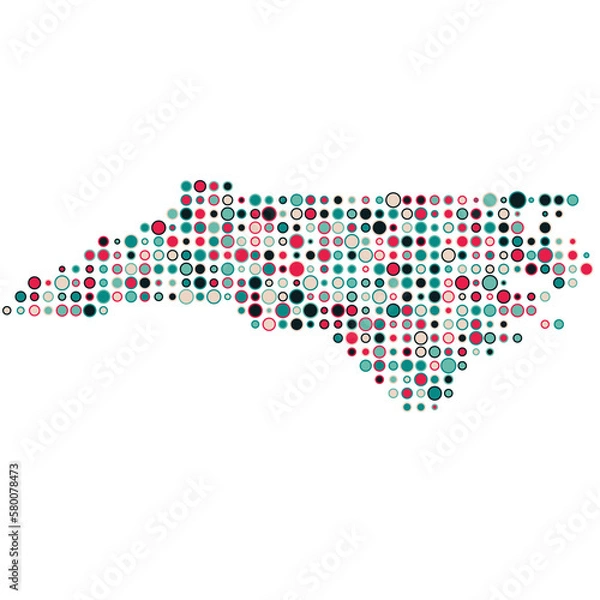 Fototapeta North carolina Silhouette Pixelated pattern map illustration