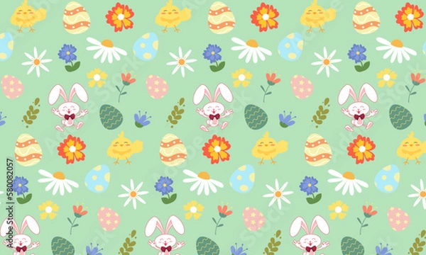 Fototapeta easter seamless pattern background, vector illustration