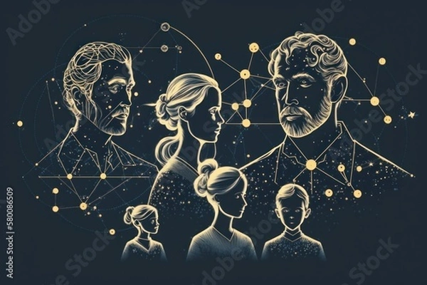 Obraz Family constellation minimalistic, generative AI