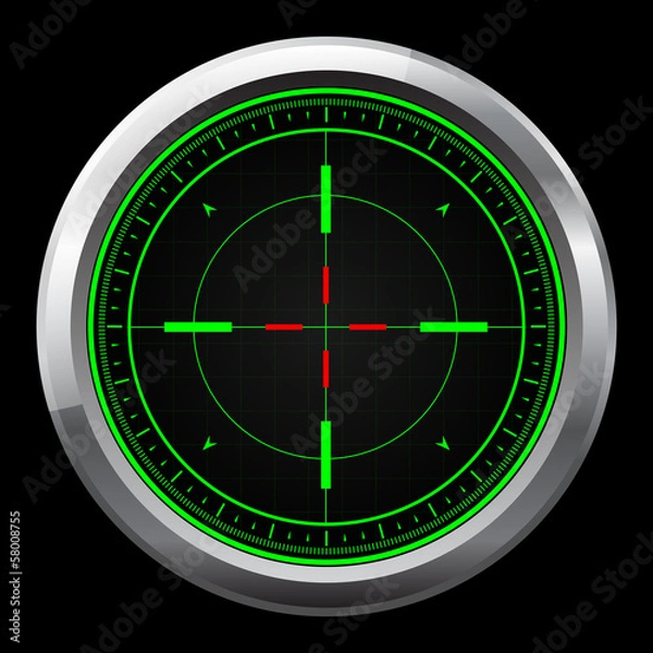 Obraz Sniper scope green and red cross hairs