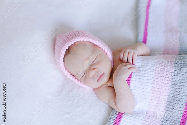 Obraz Peaceful sleeping newborn baby two weeks old.