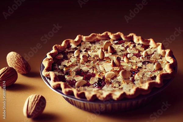 Obraz nut pie with red fruit jam