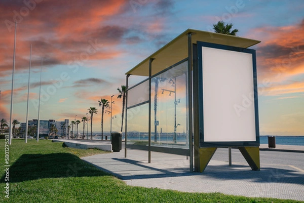Obraz Bus stop with blank billboard