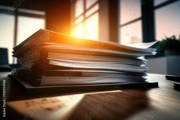 Fototapeta Aktenstapel created with Generative AI technologies