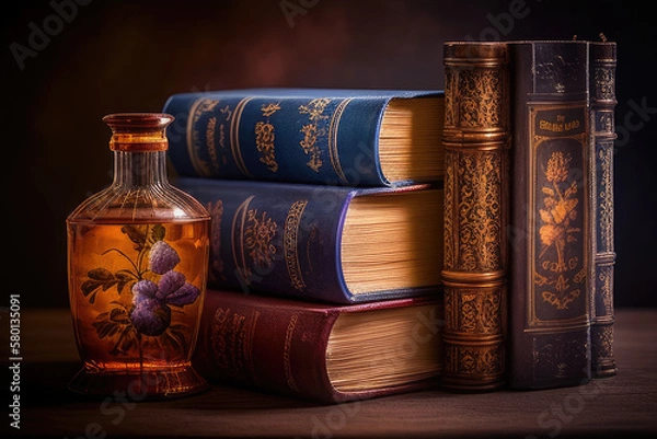 Obraz Ein Stapel alter Bücher created with Generative AI technologies