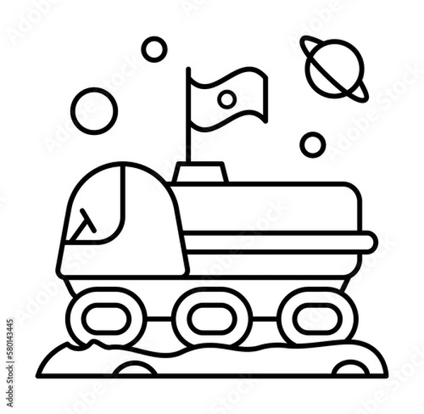Fototapeta Space colony vehicle icon. Simple line, outline elements of interplanetary colonization icons for ui and ux, website or mobile application on white background