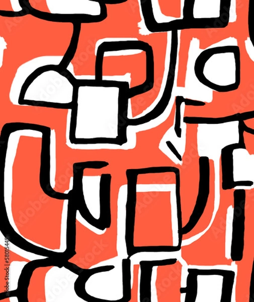 Obraz Seamless geometric pattern, brush strokes print. 