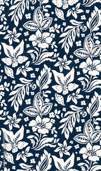 Obraz Seamless geometric tropical flowers pattern.