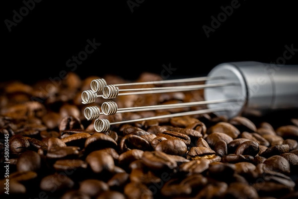 Obraz WDT coffee tool with  shiny finish. Barista tool for properly distribute ground coffee in the porta filter.