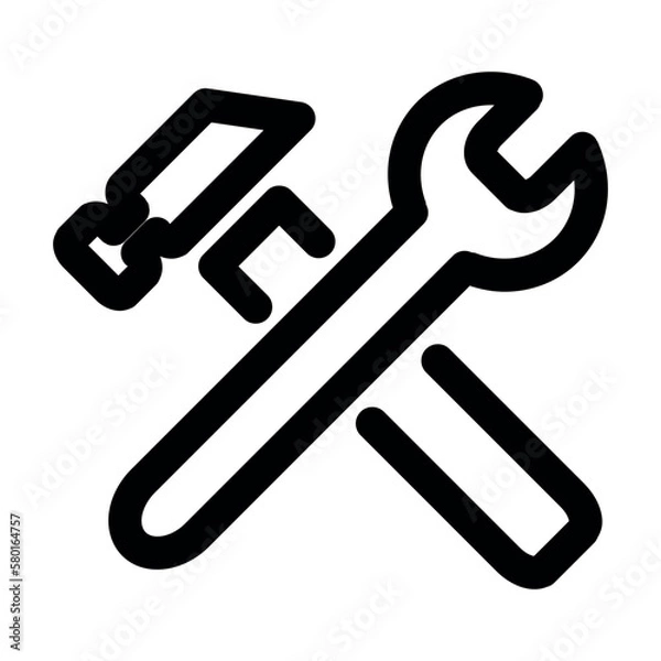 Fototapeta Wrench and hammer. Tools icon isolated on white background,Repair tool sign icon. Service symbol. Hammer with wrench,Modern UI website navigation.