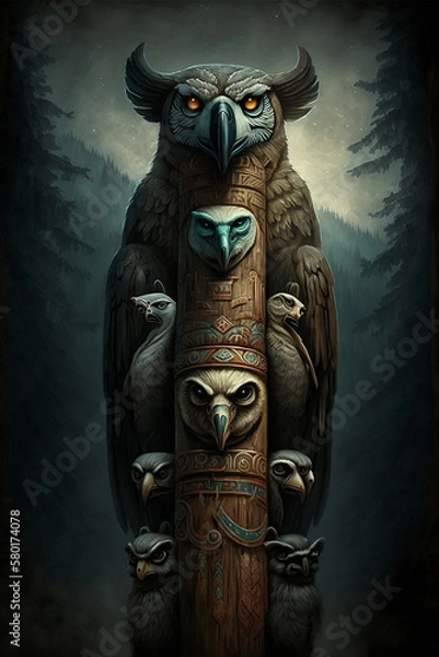 Obraz Wooden totem, generative ai