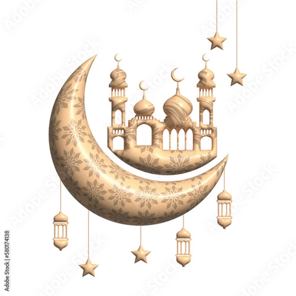 Obraz 3d render of a mosque in a background