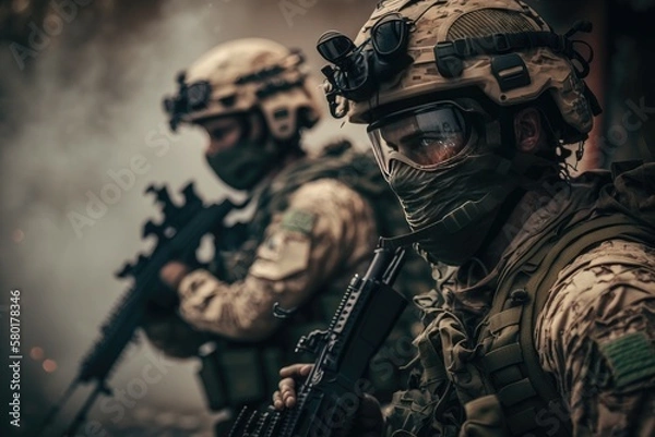 Fototapeta Special forces in action Generative AI