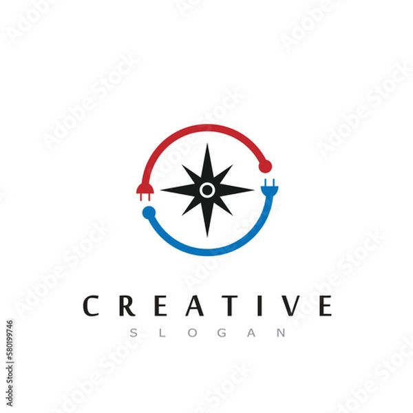 Fototapeta Creative Compass Concept Logo Design Template