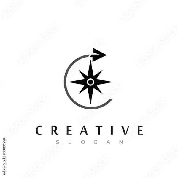 Fototapeta Creative Compass Concept Logo Design Template