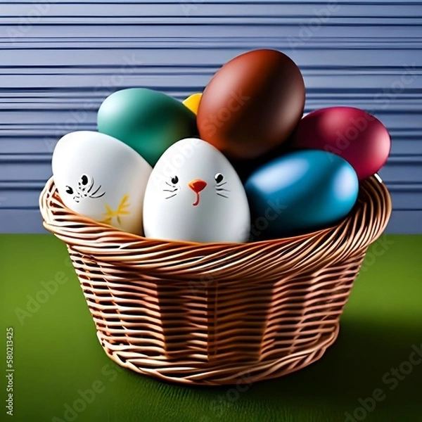 Fototapeta easter eggs in basket