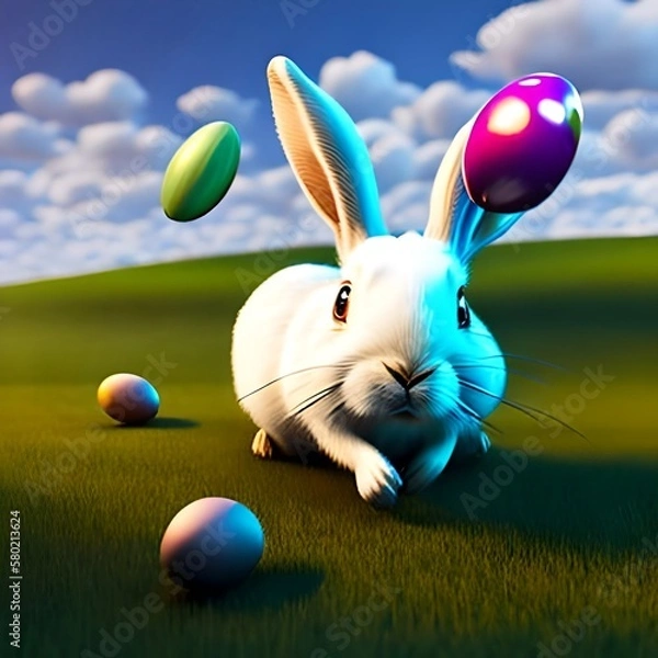 Fototapeta easter bunny with eggs