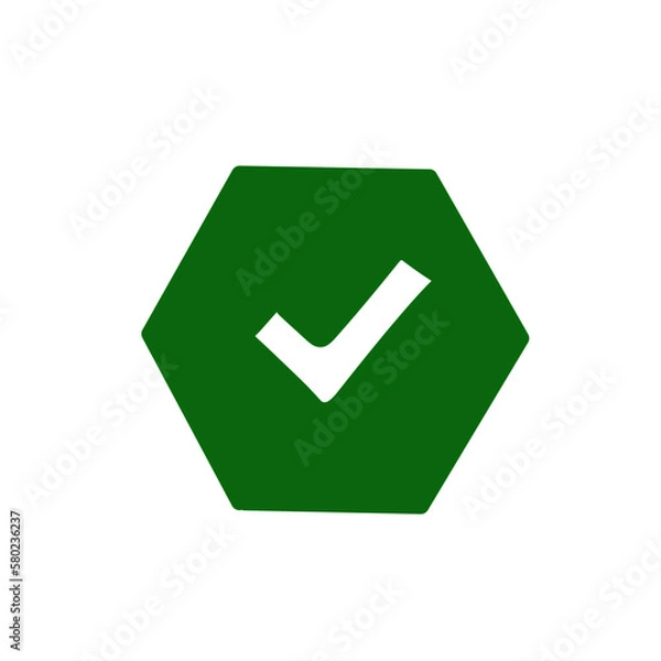 Fototapeta simple illustration of tick icon on green background