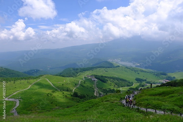 Fototapeta 車山高原と白樺湖の風景