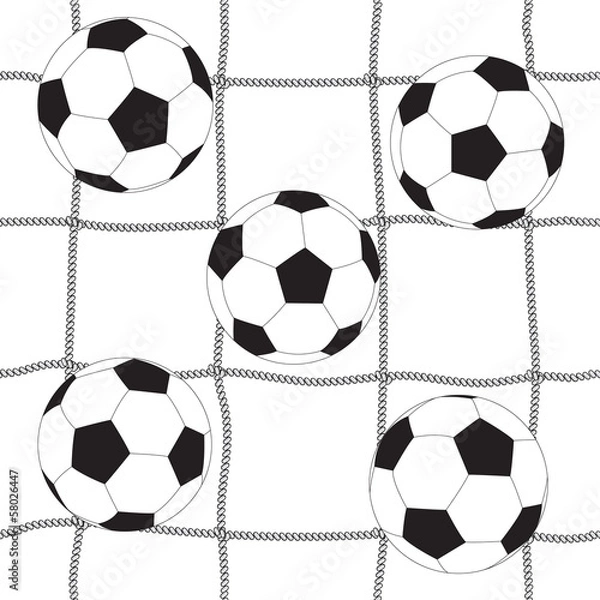 Fototapeta Soccer ball and football net, seamless background