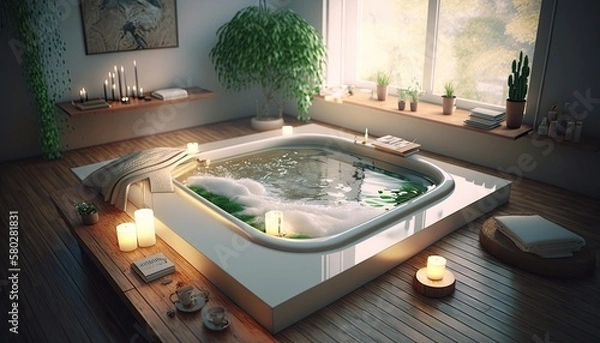 Fototapeta Modern jacuzzi at home to make difficult weekdays easier