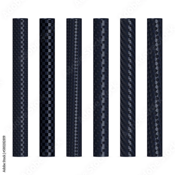 Fototapeta Set of various carbon tubes, 3D vector illustration.