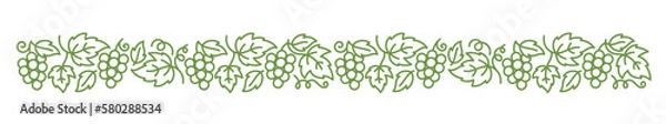 Fototapeta Grape floral ornament. Thick line pattern. Editable outline stroke. Vector line.