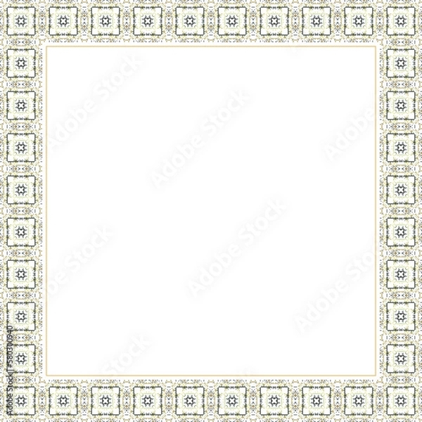 Fototapeta Border frame with arabesques and orient elements. Vector illustration