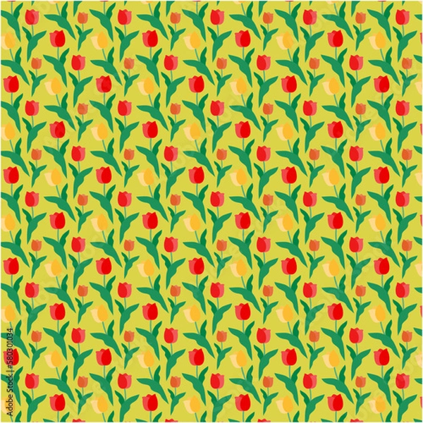 Fototapeta チューリップのシームレスパターン 