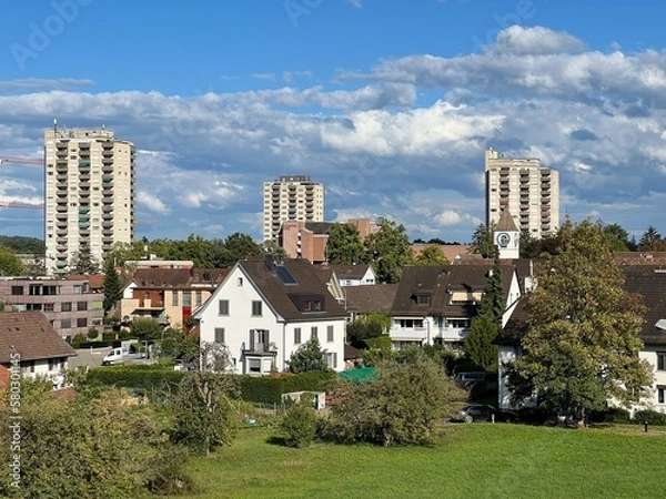 Obraz A view of a small picturesque town Regensdorf and municipality in the district of Dielsdorf District of the canton of Zürich, Switzerland (Schweiz)