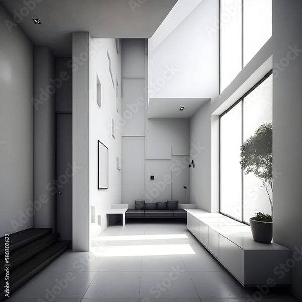 Obraz Modern calming interior design natural light AI generated