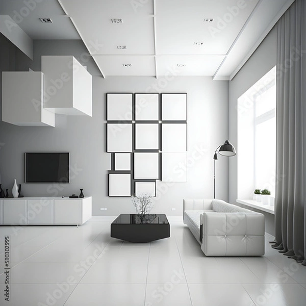 Obraz Modern interior design calm forest and seaside AI generated