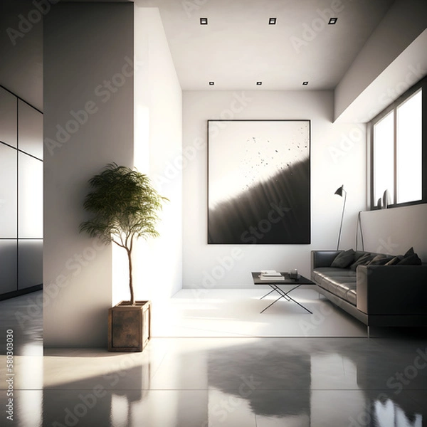 Obraz Modern calming interior design natural light AI generated