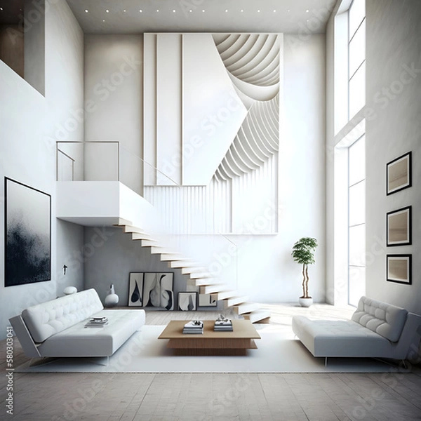 Obraz Modern interior design calm forest and seaside AI generated