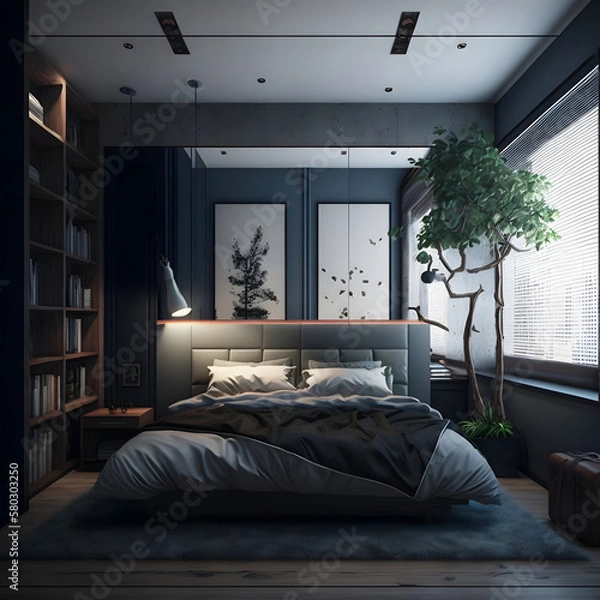 Obraz Modern style interior bedroom AI generated
