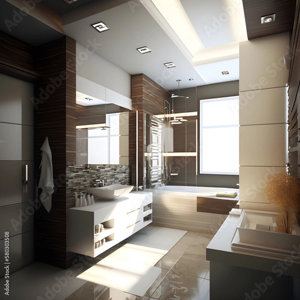 Obraz Modern interior design bathroom AI generated