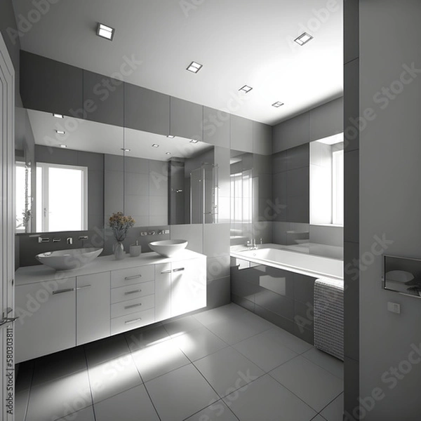 Obraz Modern interior design bathroom AI generated
