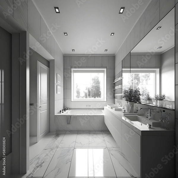 Obraz Modern interior design bathroom AI generated