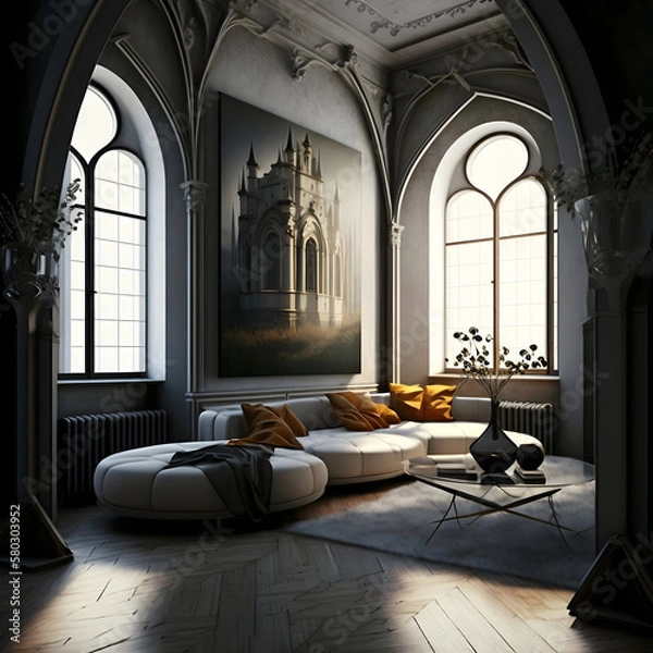 Obraz Modern interior design calm forest and seaside AI generated