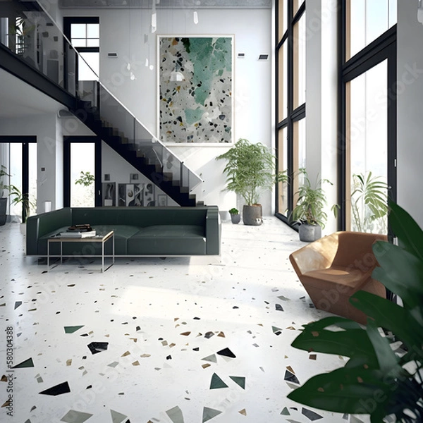 Obraz Modern interior design calm forest and seaside AI generated