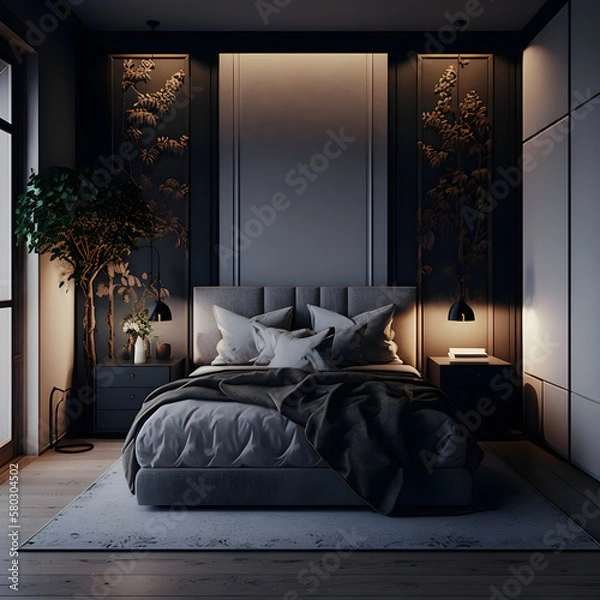 Obraz Modern style interior bedroom AI generated