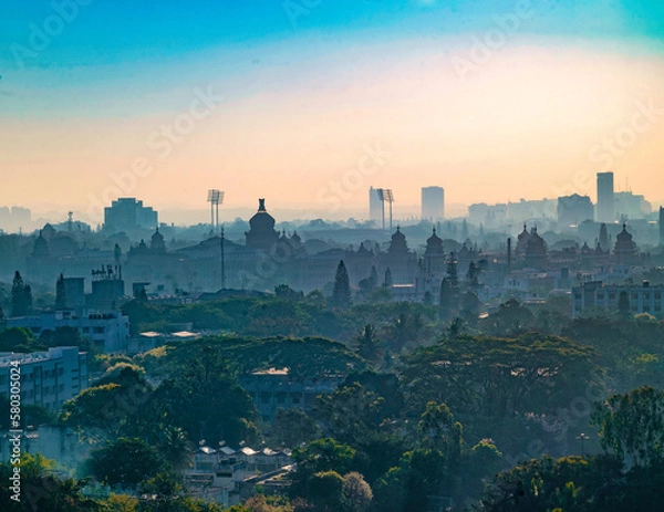 Fototapeta The Bangalore skyline is defined by a mix of modern and traditional architecture, reflecting the city's blend of ancient and contemporary cultures. 