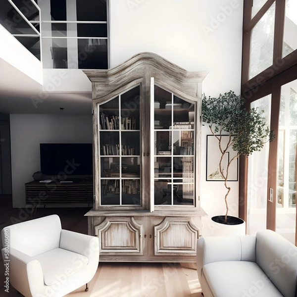 Obraz Modern calming interior design natural light AI generated