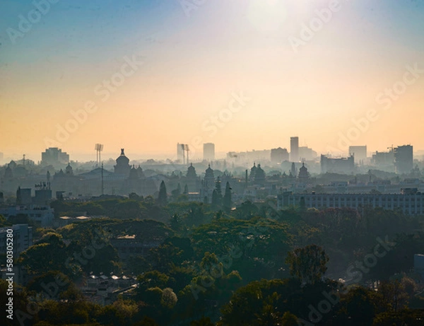 Fototapeta The Bangalore skyline is defined by a mix of modern and traditional architecture, reflecting the city's blend of ancient and contemporary cultures. 