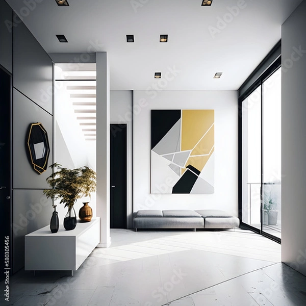 Obraz Modern interior design calm forest and seaside AI generated