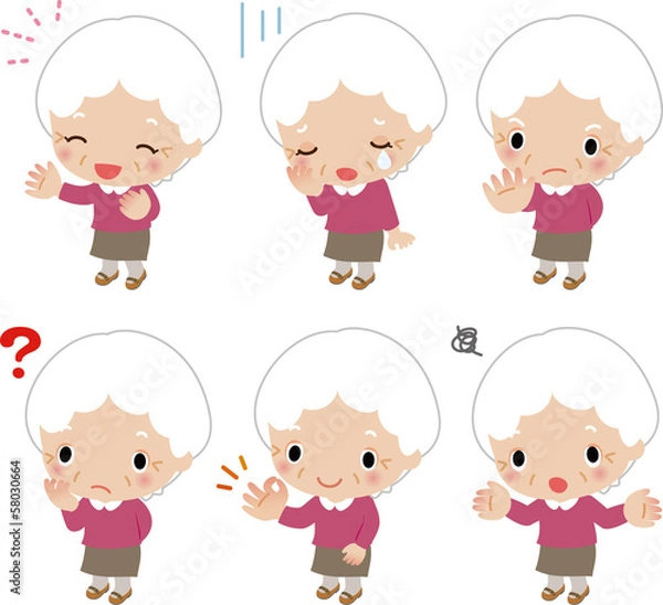 Fototapeta 高齢女性のいろいろな表情