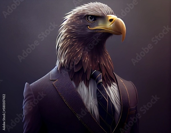 Fototapeta Eagle in suit, generative ai