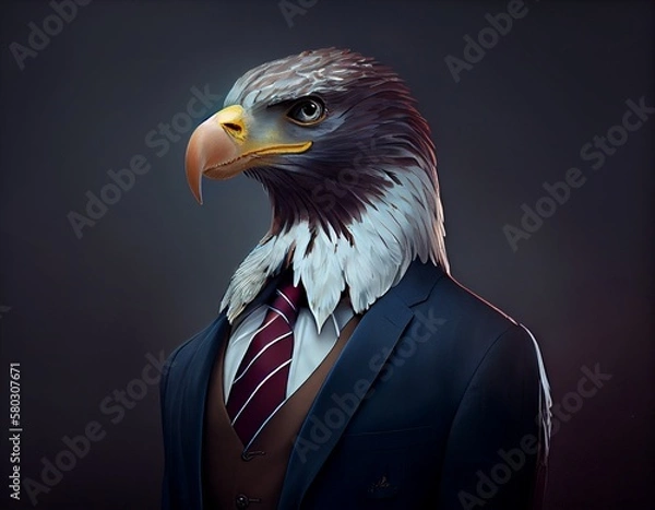 Fototapeta Eagle in suit, generative ai